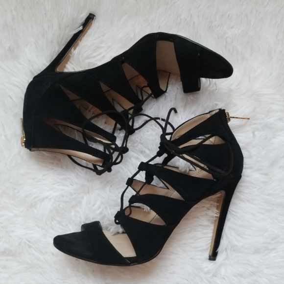 Victoria's Secret Shoes - Black Suede Open Toe Heels